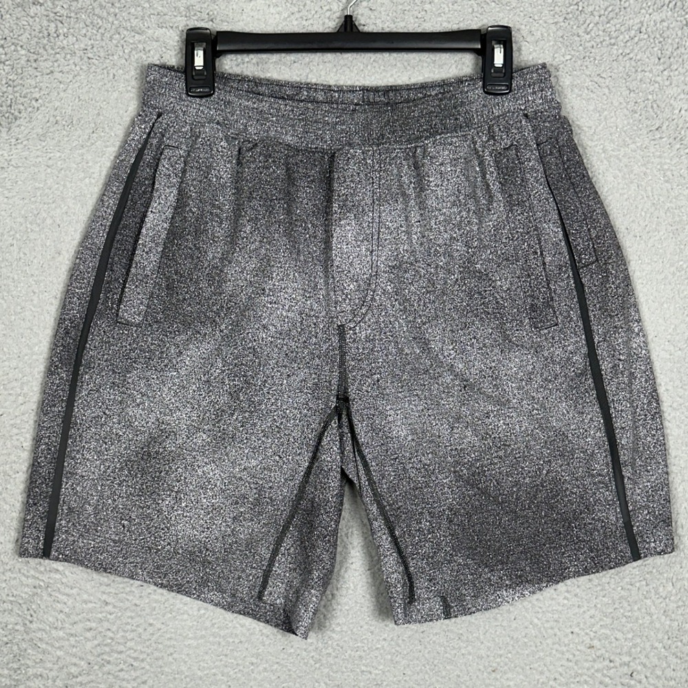 Lululemon Shorts Mens Large Activewear Grey Heathered Workout Stretch Waist EUC